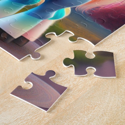 Farbenfrohe Sweet Pony mit Regenbogen, Neon Lights Puzzle (Seite)