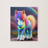 Farbenfrohe Sweet Pony mit Regenbogen, Neon Lights Puzzle (Vertikal)