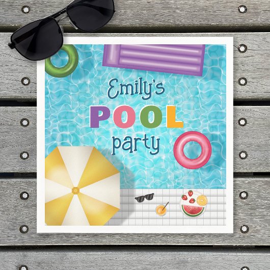 Farbenfrohe Swimmingpool Wasser Sommer Pool Party Serviette