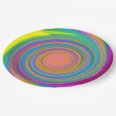 Farbenfrohe Swirbelkonstruktion Pappteller (Schrägansicht)
