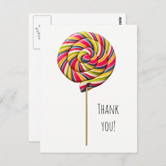 Farbenfrohe Swirl Lollipop Postkarte (Vorne/Hinten)