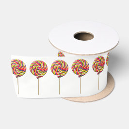 Farbenfrohe Swirl Lollipop Ribbon - 3'' Satinband