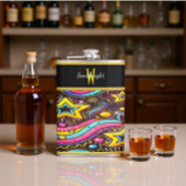 Farbenfrohe Swirry Design Flachmann