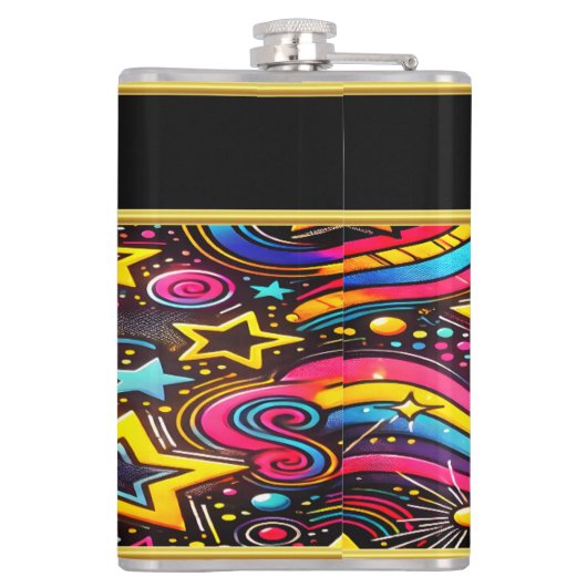 Farbenfrohe Swirry Design Flachmann (Rückseite)