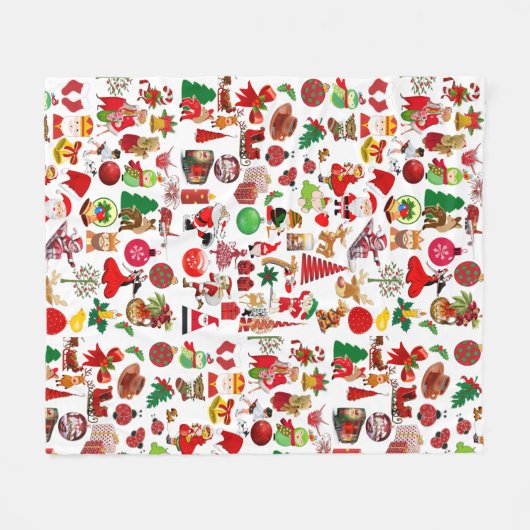 Farbenfrohe Symbole Weihnachtselemente Winterelega Fleecedecke (Vorderseite (Horizontal))