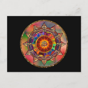 Farbenfrohe Symbolic Sun Mandala Postcard Postkarte