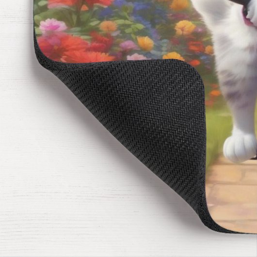 Farbenfrohe Szene mit Cat on Bicycle Mouse Pad Mousepad (Ecke)