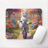 Farbenfrohe Szene mit Cat on Bicycle Mouse Pad Mousepad (Mit Mouse)