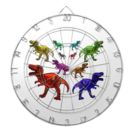 Farbenfrohe T-Rex Dartscheibe (vorne)