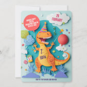 Farbenfrohe T-Rex Dinosaur Geburtstagsparty Einladung (Vorderseite)