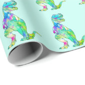 Farbenfrohe T-Rex Dinosaur Muster Geschenkpapier (Rolleneckpunkt)