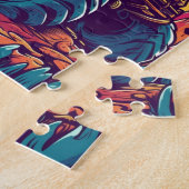 Farbenfrohe T-Rex Dinosaurier Monster Truck Puzzle (Seite)