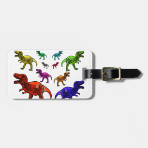 Farbenfrohe T-Rex Gepäckanhänger