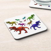 Farbenfrohe T-Rex Getränkeuntersetzer (Linke Seite)