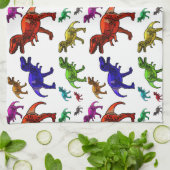 Farbenfrohe T-Rex Handtuch (Gefaltet)