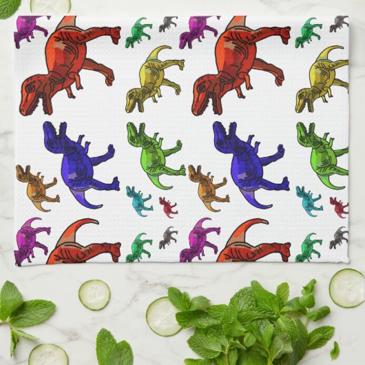 Farbenfrohe T-Rex Handtuch (Gefaltet)