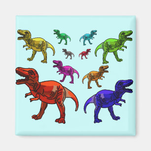 Farbenfrohe T-Rex Magnet