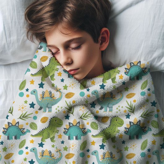 Farbenfrohe T Rex Muster Name Dinosaurier Fleecedecke