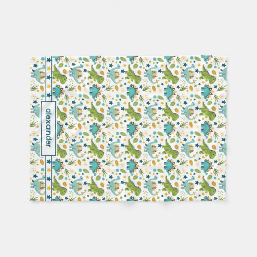 Farbenfrohe T Rex Muster Name Dinosaurier Fleecedecke (Vorderseite (Horizontal))