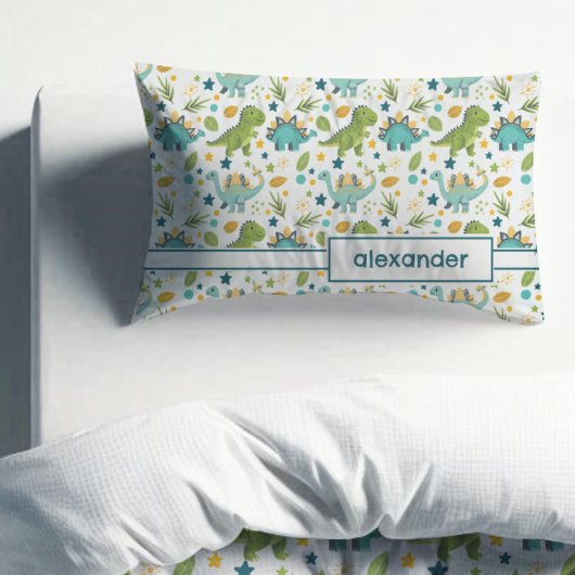 Farbenfrohe T Rex Muster Name Dinosaurier Pillowca Kissenbezug