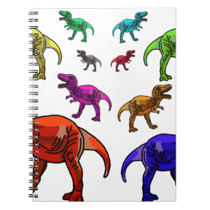 Farbenfrohe T-Rex Notizblock