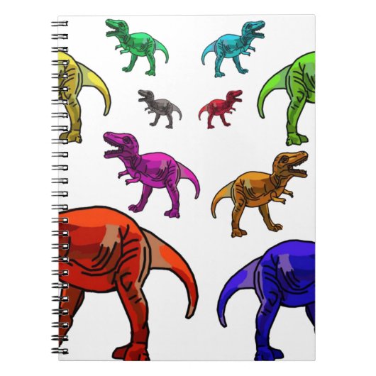 Farbenfrohe T-Rex Notizblock (Vorderseite)