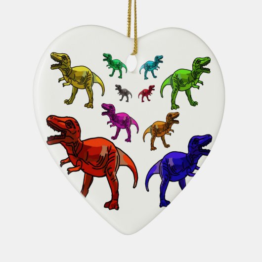 Farbenfrohe T-Rex-Ornament Keramik Ornament (Rechts)