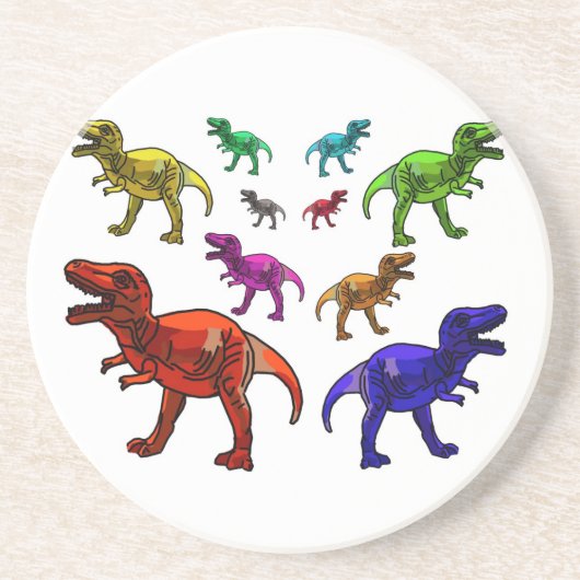 Farbenfrohe T-Rex Untersetzer (Vorne)