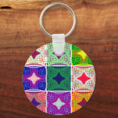 Farbenfrohe Tafel: Ein sternes Design Schlüsselanhänger (Vorderseite)