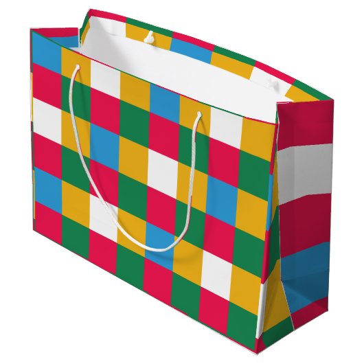 Farbenfrohe Tafel Große Geschenktüte (Rückseite Schrägansicht)