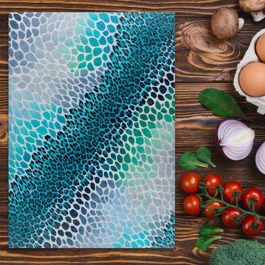 Farbenfrohe Tafel mit tierischer Printwerbung Schneidebrett