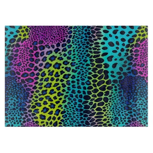 Farbenfrohe Tafel mit tierischer Printwerbung Schneidebrett (Vorderseite)