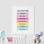 Farbenfrohe Tage der Woche Lehrplakat Poster<br><div class="desc">Machen Sie Spaß beim Lernen und lernen Sie die "farbenfrohen Tage des Week Educational Poster" kennen. Dieses lebendige und auffällige Poster wird jeden Tag in kühlen, farbenfrohen Briefen präsentiert, um die Aufmerksamkeit und das Interesse junger Lernender zu erfassen. Die hellen Farben und das spielerische Design machen es zu einem idealen...</div>