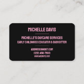 Farbenfrohe Tageslehrerin Visitenkarte (Rückseite)