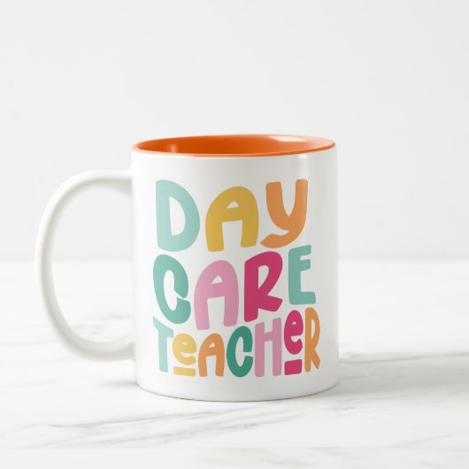 Farbenfrohe Tageslehrerin Zweifarbige Tasse (Links)