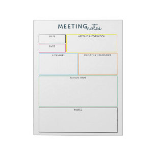 Farbenfrohe Tagungshinweise Memo Planner Notepad Notizblock