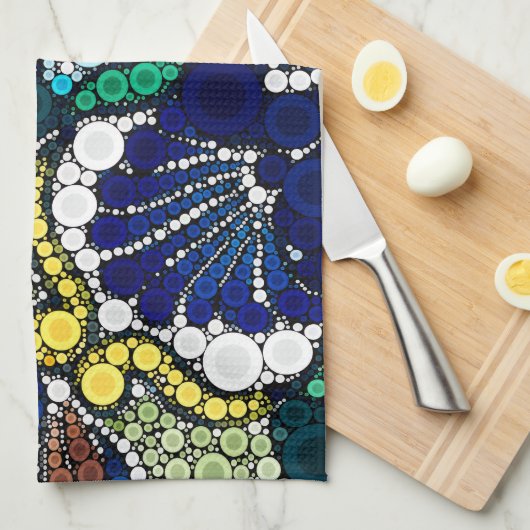 farbenfrohe Talavera-Keramik mexikanisch blau Foto Geschirrtuch (Viertel Falte)