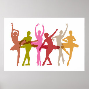 Farbenfrohe Tanzballerinas Poster