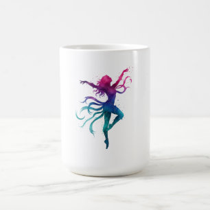 Farbenfrohe tanzende Silhouette - Vibrierende Wass Kaffeetasse