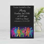 Farbenfrohe Tänzer Einladung (Stehend Vorderseite)