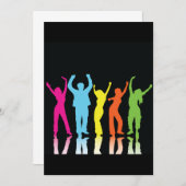 Farbenfrohe Tänzer tanzen um Einladung (Vorne/Hinten)