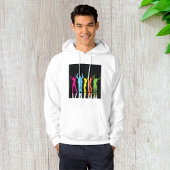 Farbenfrohe Tänzer tanzen um Hoodie