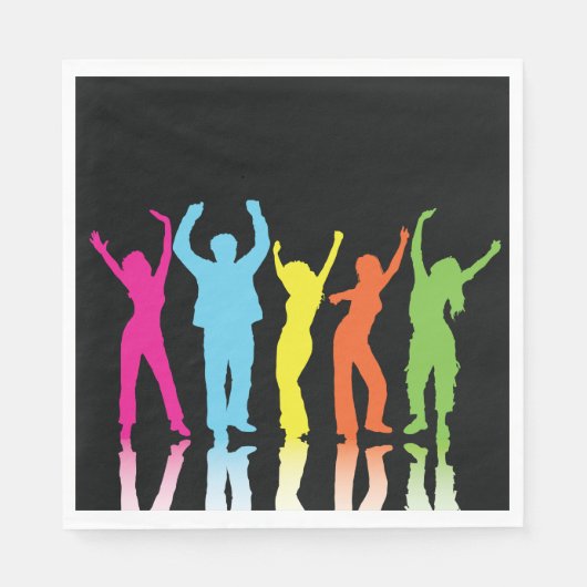 Farbenfrohe Tänzer tanzen um Serviette (Vorderseite)