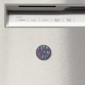 Farbenfrohe Tanzparty – Retro-Feier-Muster Magnet (In Situ (Geschirrspüler))