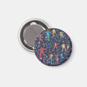 Farbenfrohe Tanzparty – Retro-Feier-Muster Magnet (Vorderseite/Rückseite)