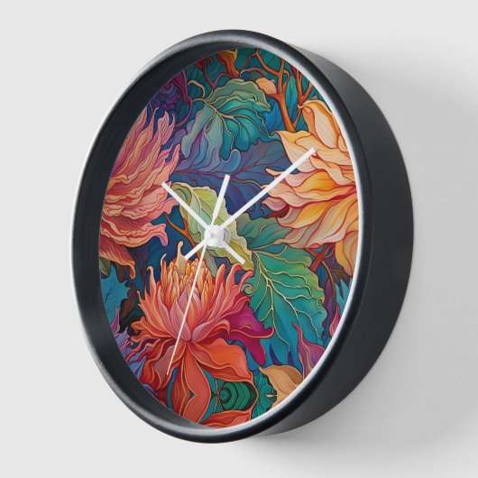 Farbenfrohe Tapisserie Dahlia Uhr (Winkel)