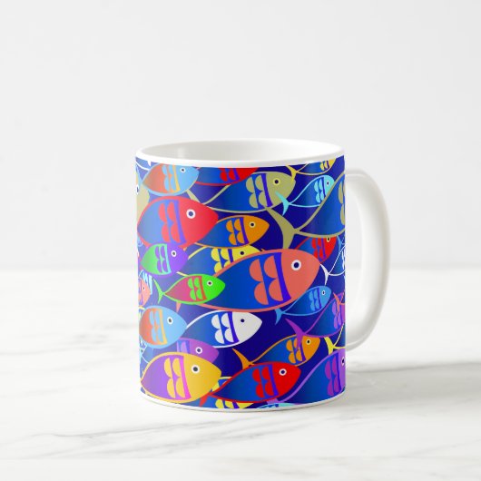 Farbenfrohe Tasse für das Fischdesign (VorderseiteRechts)