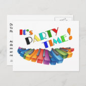 Farbenfrohe Tastatur - Easy Party lädt ein Einladungspostkarte (Vorne/Hinten)