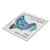 Farbenfrohe Taube mit Verse über Frieden (Galaten  Fliese (Seite)