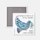 Farbenfrohe Taube mit Verse über Frieden (Galaten Magnet (Vorderseite/Rückseite)